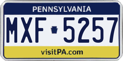 PA license plate MXF5257