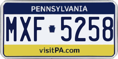 PA license plate MXF5258