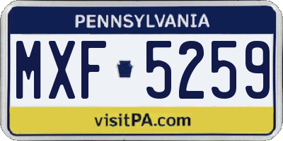 PA license plate MXF5259