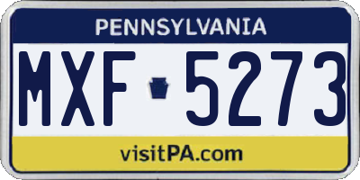 PA license plate MXF5273