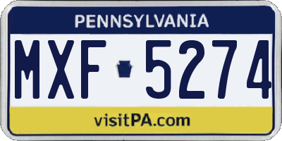 PA license plate MXF5274