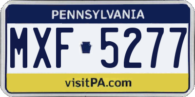 PA license plate MXF5277