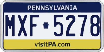 PA license plate MXF5278