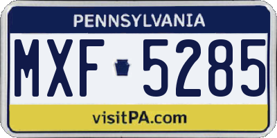 PA license plate MXF5285