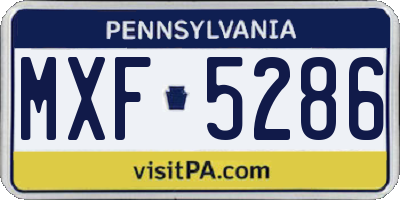 PA license plate MXF5286