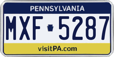 PA license plate MXF5287