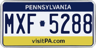 PA license plate MXF5288