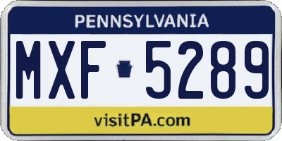 PA license plate MXF5289