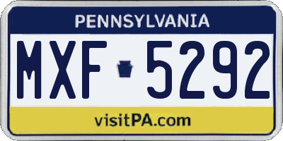 PA license plate MXF5292