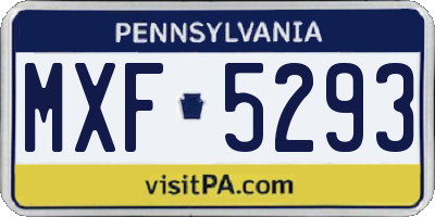 PA license plate MXF5293