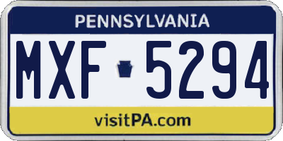 PA license plate MXF5294