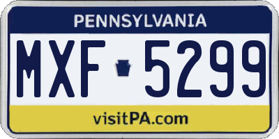 PA license plate MXF5299