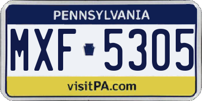PA license plate MXF5305