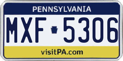 PA license plate MXF5306