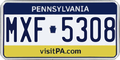 PA license plate MXF5308