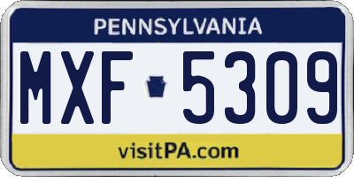 PA license plate MXF5309
