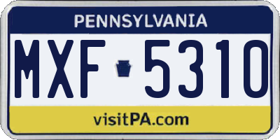 PA license plate MXF5310