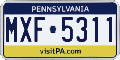 PA license plate MXF5311