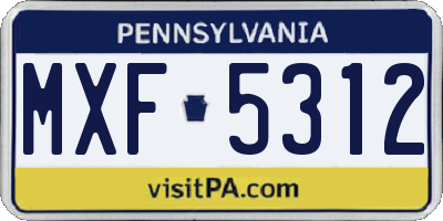 PA license plate MXF5312
