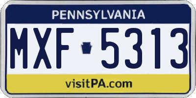 PA license plate MXF5313