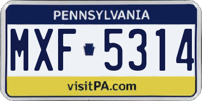 PA license plate MXF5314