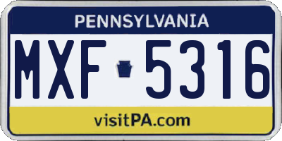 PA license plate MXF5316