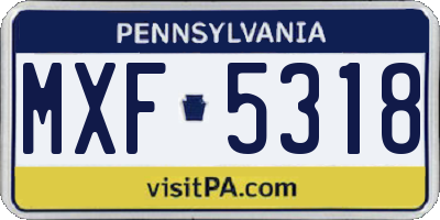 PA license plate MXF5318