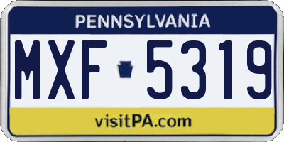 PA license plate MXF5319
