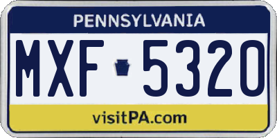 PA license plate MXF5320