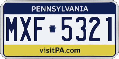 PA license plate MXF5321