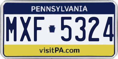 PA license plate MXF5324