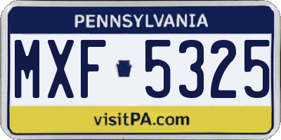 PA license plate MXF5325