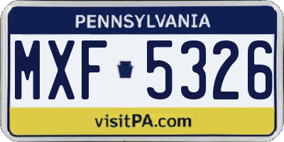 PA license plate MXF5326