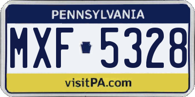 PA license plate MXF5328