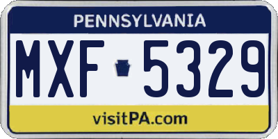 PA license plate MXF5329