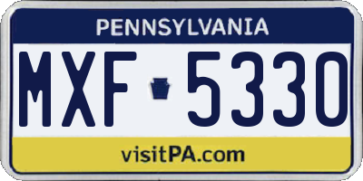 PA license plate MXF5330