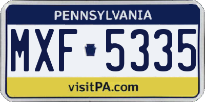 PA license plate MXF5335