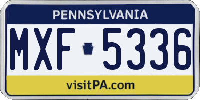 PA license plate MXF5336