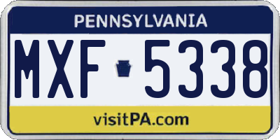 PA license plate MXF5338