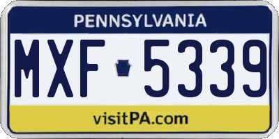 PA license plate MXF5339
