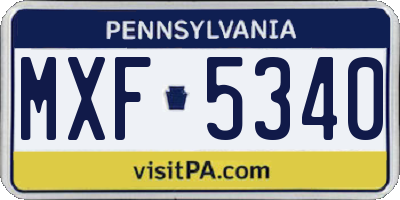 PA license plate MXF5340