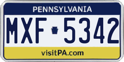 PA license plate MXF5342