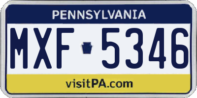 PA license plate MXF5346
