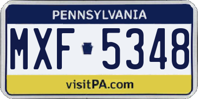 PA license plate MXF5348