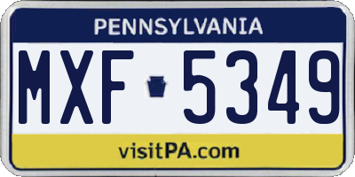 PA license plate MXF5349