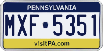 PA license plate MXF5351