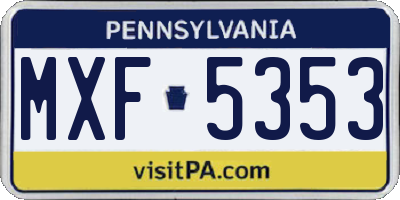 PA license plate MXF5353