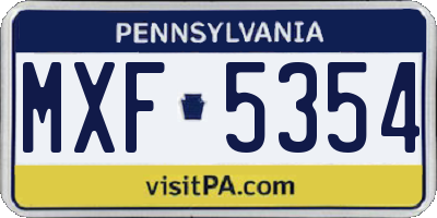 PA license plate MXF5354