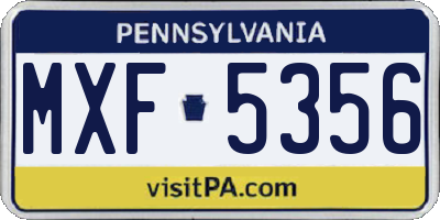 PA license plate MXF5356
