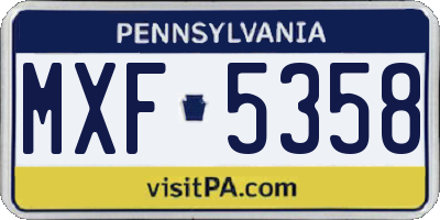 PA license plate MXF5358